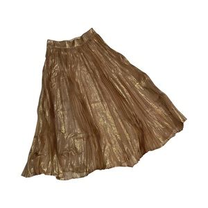 Kate Spade Metallic Pleat Midi Skirt In Roasted Peanut Size 00
